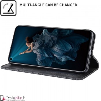Dirbtinės odos atverčiamas dėklas su skyreliais - juodas (Huawei Honor 20/Nova 5T)